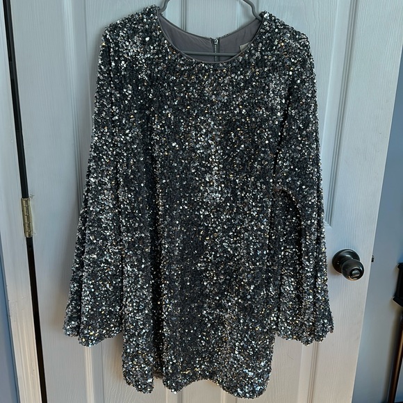 Just Me Dresses & Skirts - Just Me Sequin Flare Sleeve Dress